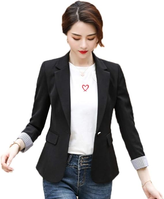 Amazon テーラードジャケット レディース ショート丈テーラードジャケット 無地 美シルエット スプリングコート テーラード 春 秋 修身 シンプル ボタン 秋冬 大きめ ショート丈 ジャケット 体型カバー コート ジャケット 通販