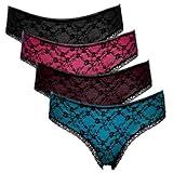 ATTRACO Ladies Briefs Panties Lacy Underwear Low Rise 4 Pack, Large, Lacehipster2
