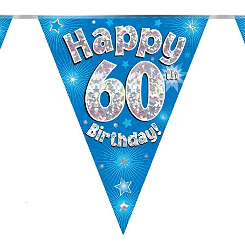 60thBirthday Blue Birthday Party Flag Banner Bunting Age 60