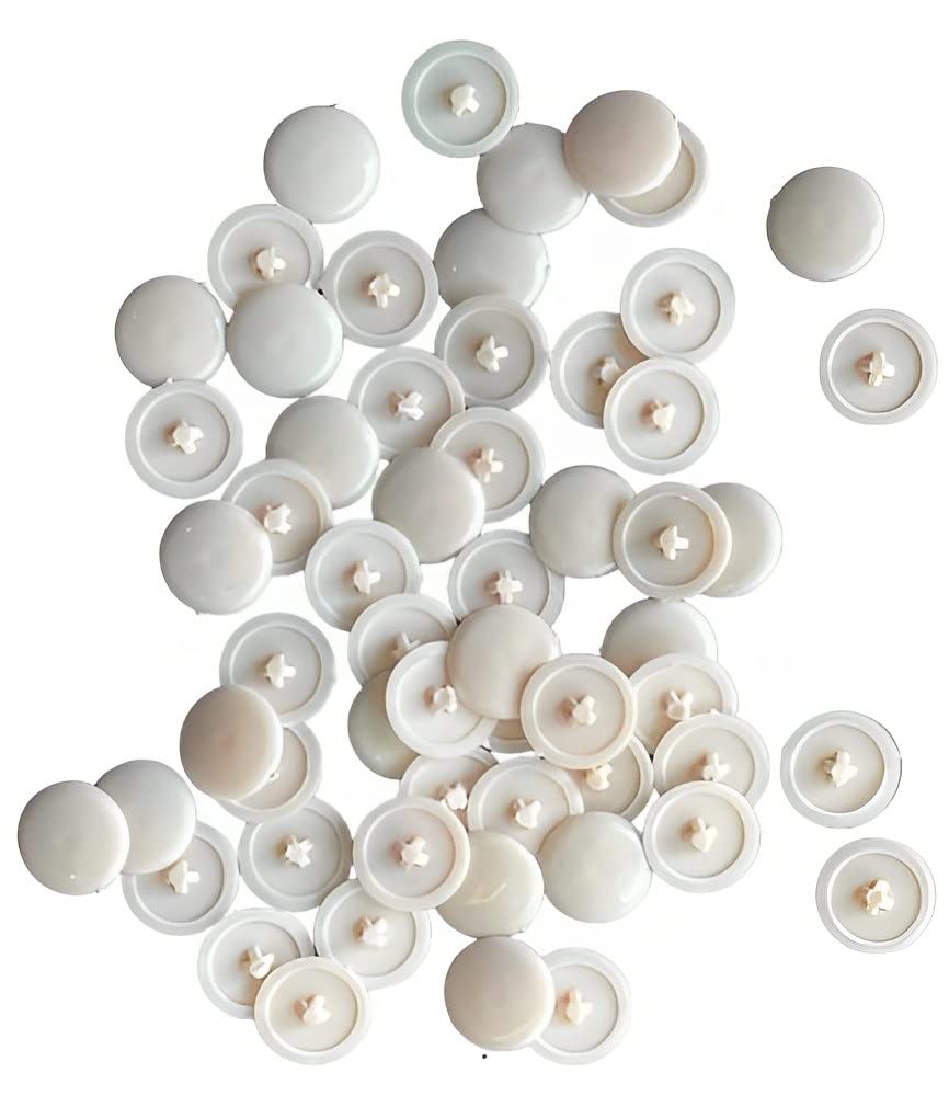 TERF® Beige Press-Fit Pozi Screw Cover Cap 12mm (1/2 Inch) Diameter Push It Clip On Covers for Pozidriv Head Most of Ø 6g - 8g (3.5mm - 4mm) Screw Size - Pack of 100