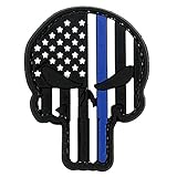 LIVABIT PVC Rubber 3D Morale Patch MP-30 Tactical Airsoft Paintball Punisher Skull USA Flag Blue Thin Line Police