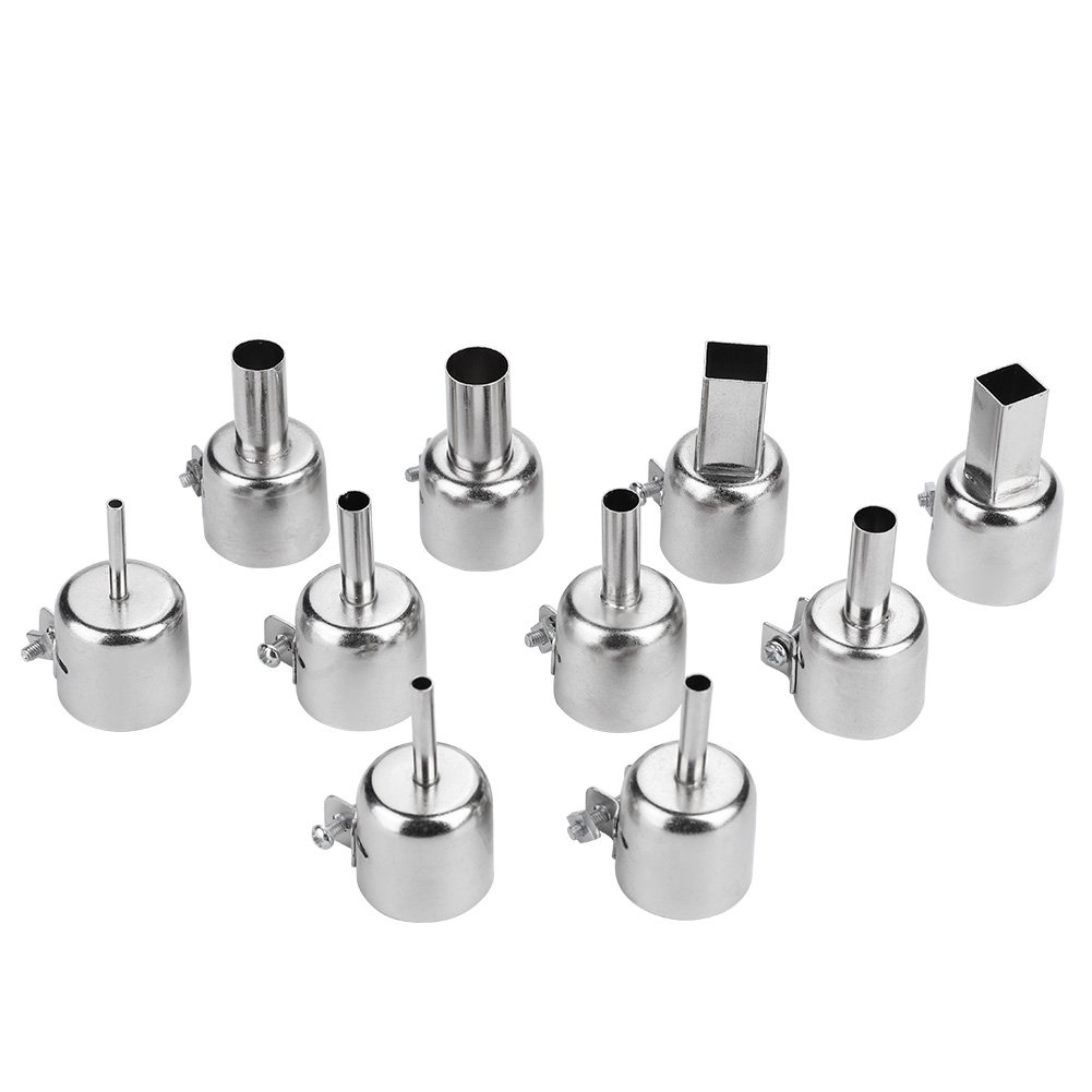 Heat Gun Nozzle, 10Pcs Heat Gun Nozzle for 850 Hot Air Soldering Station Round & Square Nozzle