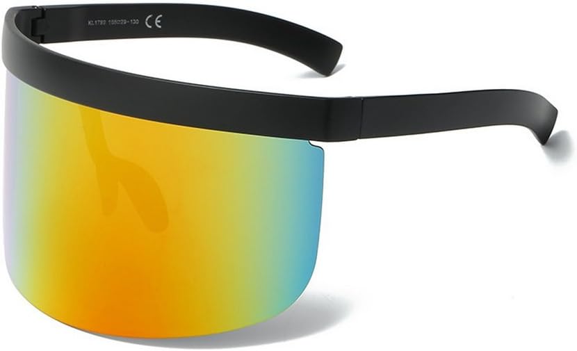 MINCL/Super Large Futuristic Oversize Shield Visor Sunglasses Flat Top Mirrored Lens 172mm