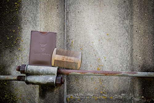 Wooden Beard Comb & Case - Fine & Coarse Teeth from Striking Viking - Anti-Static and Hypoallergenic Wood Pocket Comb For Beards & Mustaches