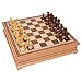 Helen Chess Inlaid Wood Board Game Set with Weighted Wooden Pieces, Large 15 x 15 Inch