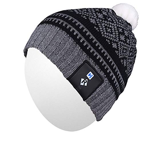 Qshell Stylish LED Bulb Light Up Beanie Hat Knit Cap Pom Pom Twinkle Lights 4 feet 18 LEDs for Men Women Indoor and Outdoor, Festival, Holiday, Celebration, Parties, Bar, Christmas Gifts - Gray