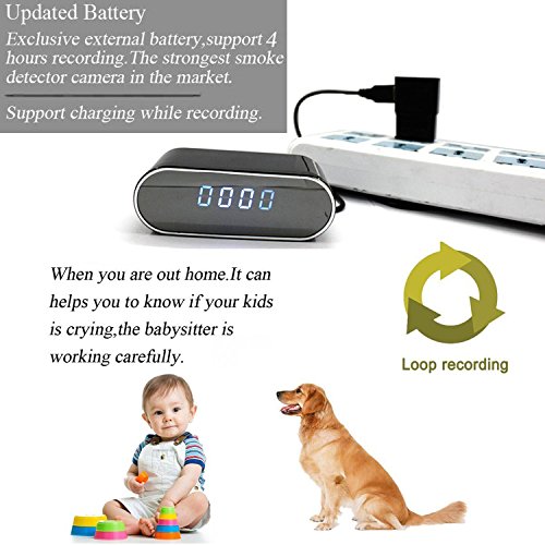 Funtoy WiFi Hidden Clock Camera, Full HD 1080P WiFi Nanny Spy Camera 12 Hour System Alarm Clock with Night Vision/Motion Detection/Loop Recording Support IOS/Android/PC Real-time Video Home Security
