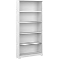 Bush Furniture Tall 5 Shelf Bookcase, Large Open Bookshelf, Sturdy Display Cabinet for Living Room or Home Office, Cabot Collection, White