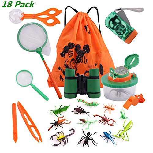 COSORO Kinder Fernglas 18 Stück Kids Adventurer Outdoor Explorer Set mit Bug Catcher Pinzette Insect Viewer Kompass Lupe… – Bild 3
