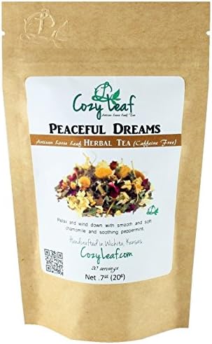 PEACEFUL DREAMS - Organic Artisan Loose Leaf Herbal Chamomile Tea Blend - FORMULATED and BLENDED by Cozy Leaf in Wichita Kansas USA