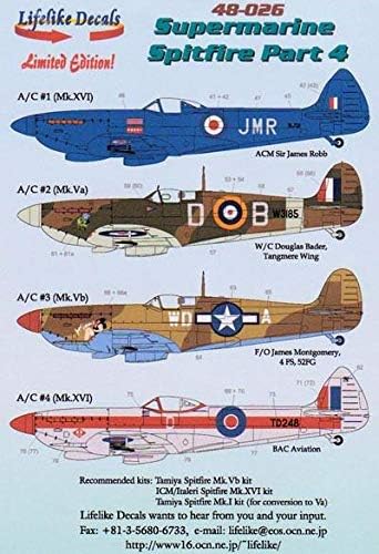 Lifelike 1/48 Scale Decal for Spitfire Pt 4 for Tamiya ICM Italeri - 48-026