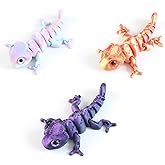 Jorkei 3pcs 3D Printed Chameleon, 3D Printed Animals Cool Lizard, 3D Printed Animals with Flexible Joints, Stress Relief Fidget Toys for Adults, Home Office Decoration Desktop Toys