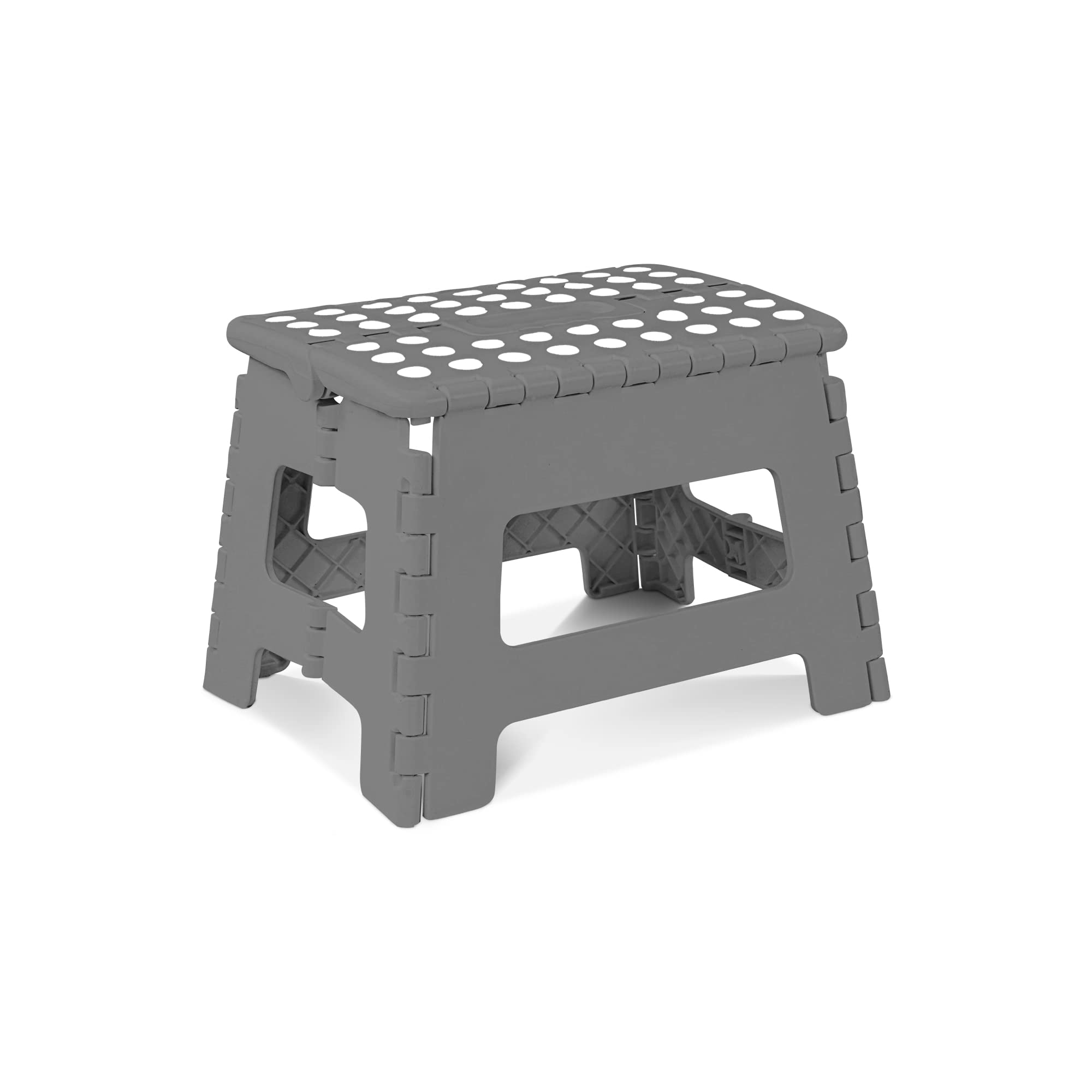 Sterun Folding Step Stool With Carry Handle & Anti Skid Footpad For Kids & Adults | Foldable & Collapsible Step Stool (Grey, 9 Inch)