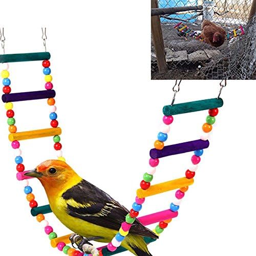 Wooden Chicken Toy Flexible Ladder Swing Bird Hamster Parrot Parakeet Budgie Pet Cat Play Swing Standing Perch