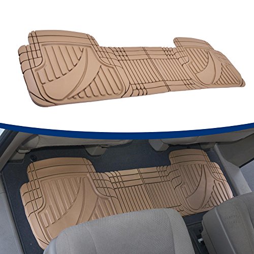 Motor Trend OF-793-BG FlexTough Advanced Performance Mats-3pc Rubber Floor Mats for Car SUV Auto All Weather Plus-2 Front & Rear Liner (Beige