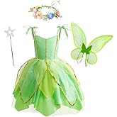 Dressy Daisy Green Fancy Fairy Halloween Costume Birthday Party Dress Up with Butterfly Wings for Toddler Girls Size 2T to 14