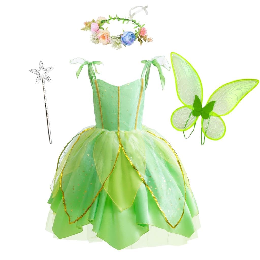 Lito Angels Tinkerbell Green Fairy Fancy Dress Up Costume Party Outfit with Accessories for World Book Day Baby Girls Age 12-18 Months (Tag Number 70)