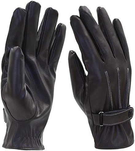WinCret Men's Touchscreen Leather Gloves Winter Driving Gloves with Warm Coral Velvet Lining