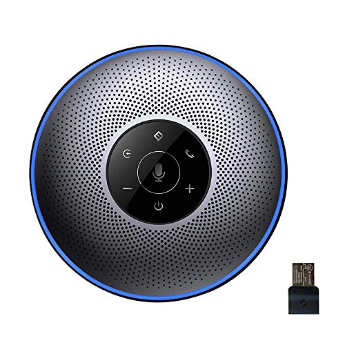Bluetooth Speakerphone - eMeet M2 Gray Conference Speakerphone for 5-8 People Business Conference Call 360Âº Voice Pickup 4AI Microphone Self-Adaptive Conference Speakerphone Skype, Webinar, Phone