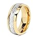8mm Mens Tungsten Carbide Ring Imitated Meteorite Inlay 14k Gold Plated Jewelry Wedding Band Size 5-16 (7)
