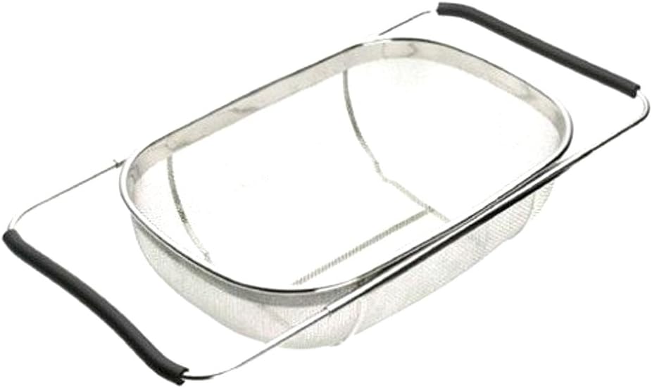 Uniware® High Quality Over The Sink Colander Strainer, Large, 13.5 x 9.3 Inch, Stainless Steel, Adjustable