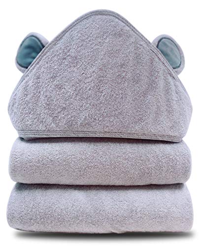 SWEET DOLPHIN Premium Baby Bath Towel - Ultra Absorbent - Soft Hooded Towels for Babies,Infant - Baby Registry Gifts-Grey, 30x30 Inch(Pack of 1)