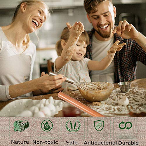 Wooden Rolling Pin for Baking Pizza making, Professional Dough Roller Rolling Pins Wood, 15-3/4-Inch by 1-1/4 Inch, Beech Wood for Baking Pizza, Clay, pasta, Cookies, Roller Pins Baking (RollingPin)