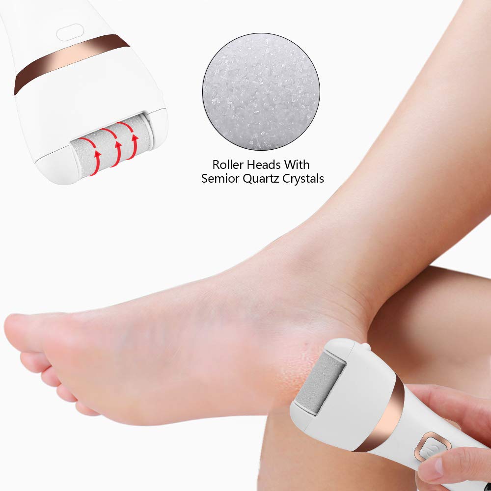 Electric Foot Callus Remover Kit, ELMCHEE Rechargeable callous removers 3 Grinding Heads Portable Waterproof foot file, Professional Feet Care Perfect for Dead, Hard Cracked Dry Skin : Beauty