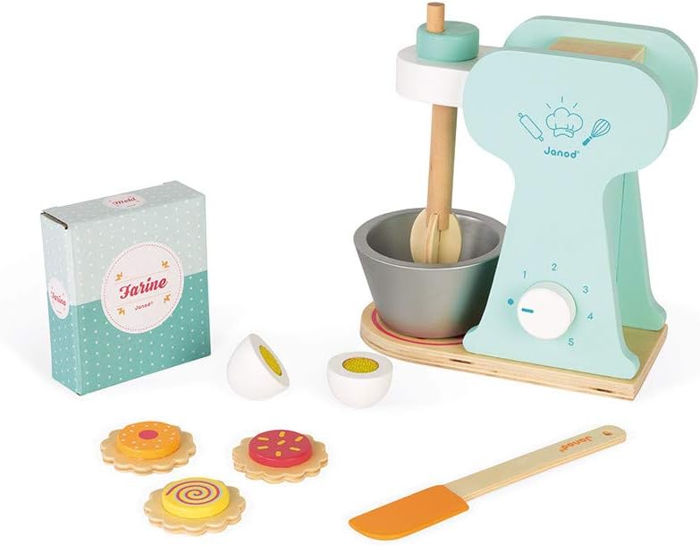 Janod - Wooden Little Mixer Set - Kitchen Make-Believe Toy - 6 Accessories Included - Suitable for ages 8 and up - J06605 - Image 3