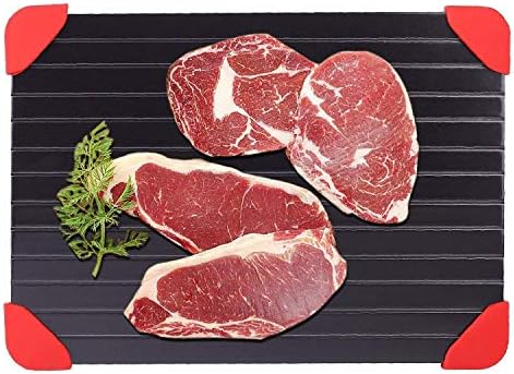 West7 Defrosting Tray with Silicone Border Thaws Frozen Food Faster No Electricity, No Chemicals, No Microwave (Black)