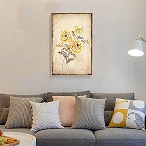Floating Framed Canvas Wall Art for Living Room, Bedroom Vintage Flower Canvas Prints for Home Decoration Ready to Hang - 16x24 inches