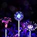 Solar Garden Lights - 3 Pack Solar Powered Garden Stake Lights with a Purple LED Light Stake, Multi-Color Changing LED Solar Stake Lights for Garden,Patio,Backyard (Dandelion,Lily,Sunflower)