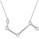 925 Sterling Silver CZ Astrology 12 Constellation Horoscope Sign Astrology Zodiac Star Necklace Birthday Jewelry for Women,18-20 inch