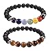 Ezina Designs Meditation 2 for 1 Lava Rock Bead Essential Oil Diffuser 7 Chakra Gemstone Healing Bracelet Tigers Eye Combo Stretch Bracelet. Set of 2 Health Wellness Unisex Bands