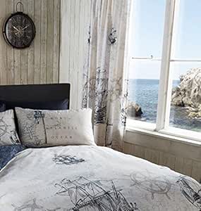 Par de cortinas 66 x 182,88 cm diseño náutico de barco: Amazon.es: Hogar