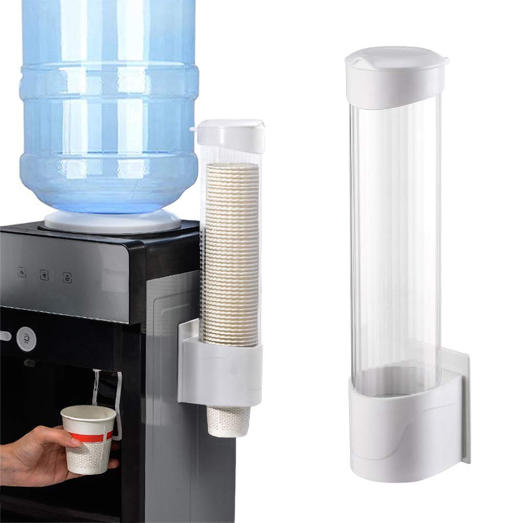 Wall Mounted Cup Dispenser and Holder - Space Saving Transparent Dustproof Organizer Rack for Paper and Plastic Cups (Diameter 5-7.5cm) - Perfect for Office, Home, School, Restaurant Use