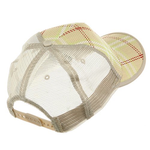 Plaid Straw Trucker Caps-Natural
