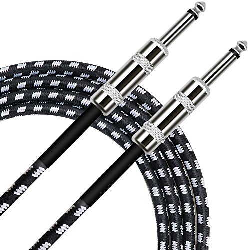 Yeung Qee Guitar instrument Cable 10ft,Right Angle 1/4 Inch TS to Straight 1/4 Inch TS Guitar Cable for electric guitar, bass guitar, electric mandolin, pro audio Black White - Thumbnail 6