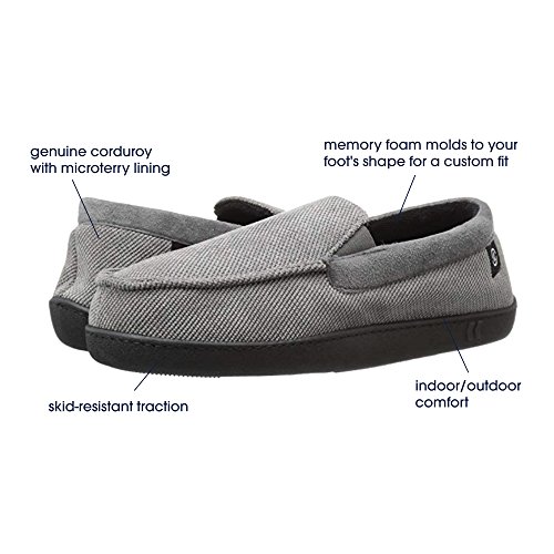 isotoner Men's Diamond Corduroy Moccasin Slipper with Cooling Memory