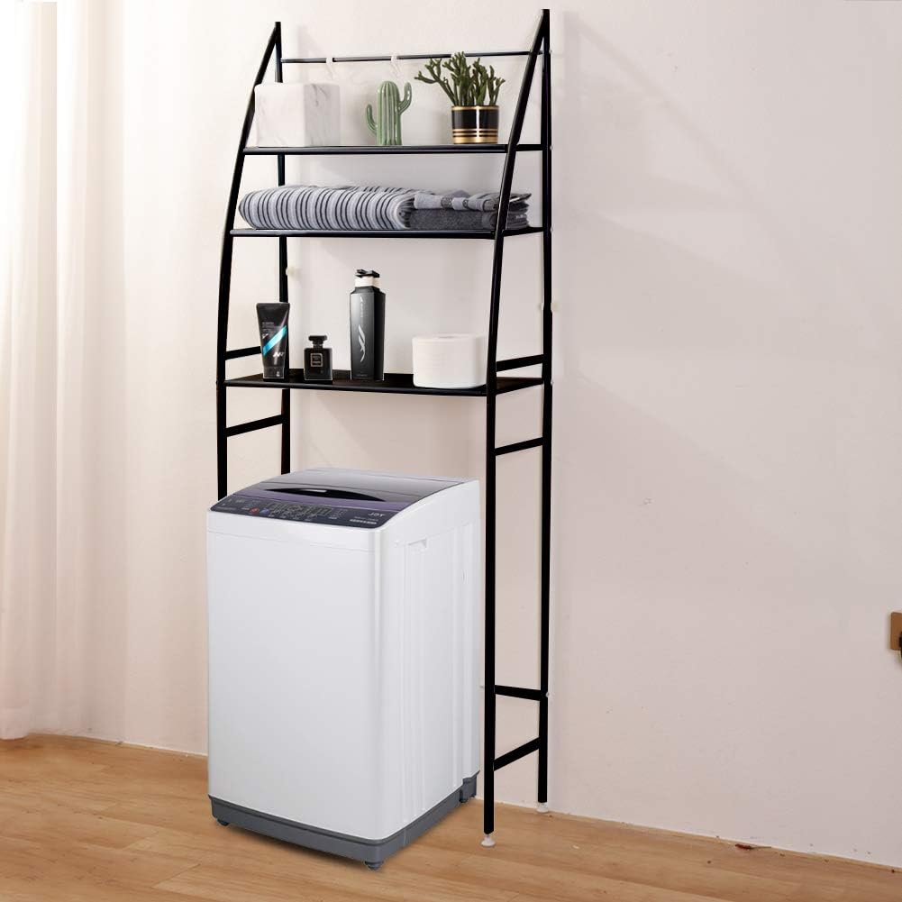 Amazon Com Fit Right 3 Shelf Bathroom Organizer Over The Toilet Storage Over Toilet Shelf Over Toilet Storage 27 L X 10 W X 66 H Charcoal Black Kitchen Dining