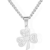 Amaxer Adjustable Celtic Knot Trinity Shamrock Necklace with Heart-Shaped Leaves Irish Good Luck Charm for St. Patrick's Day