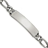 The Black Bow Men's 11mm Polished Stainless Steel Figaro Link I.D. Bracelet, 9 Inch