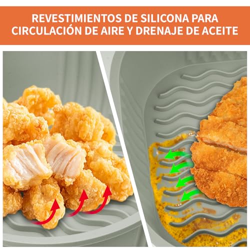 GALASALA Silicona para Freidora de Aire 6 Pcs, Moldes para Freidora Aire | Accesorios para Freidora de Aire Set Completo con Silicon, Brocha, Guantes y Pinzas para Cocina con Freidora Eléctrica