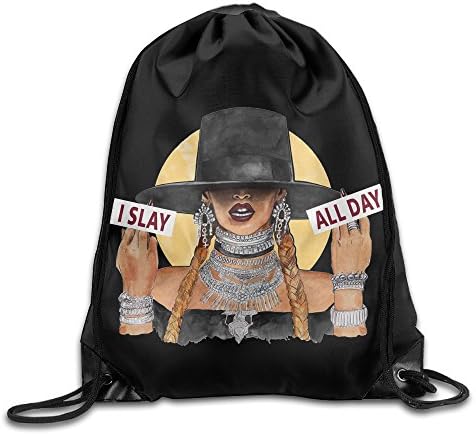 I Slay All Day Beyonce Nylon Drawstring Backpack Home Travel Sport Storage