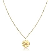 PENLYU Birth Flower Necklace, 14K Gold Plated Floral Pendant Necklaces for Women, Simple Dainty Birth Month Flower Necklace, Birthday Jewelry for Women - 12 Month