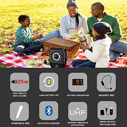 W WINBRIDGE S92 Pro Portable PA System, PA Speaker System with Bluetooth Microphone, Wireless Voice Amplifier 25 Watts Loud Speaker for Presentation,Teaching,Outdoor Activities etc - Thumbnail 2