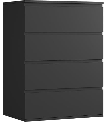 hostack modern 3 drawer dresser HOSTACK Modern 3 Drawer Dresser, Wood Chest of Drawers with Storage, Tall Nightstand with Cut-Out Handles, Accent Storage Cabinet for Living Room, Entryway
