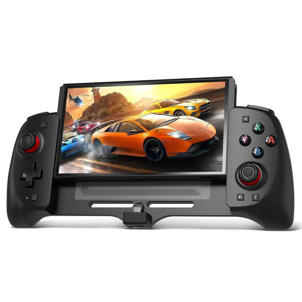 Senwoo Switch Controller for OLED, One-Piece Joypad Controller Replacement with Adjustable TURBO and Dual Motor Vibration (Black)