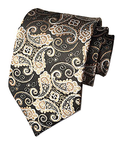 Secdtie Men's Tie Black Floral Fashion Woven Silk Paisley Party Necktie Gift A07
