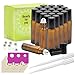 24, 10ml Amber Glass Roller Bottles With Stainless Steel Roller Ball for Essential Oil by Mavogel - Include 6 Extra Roller Ball, 30 Pieces Labels, Essential Oils Opener, 1ml Dropper
